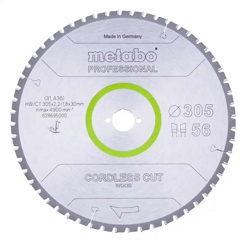 Metabo Kreissägeblatt Cordless Cut Wood Professional 305 x 30 Z56 WZ 5°neg Sale