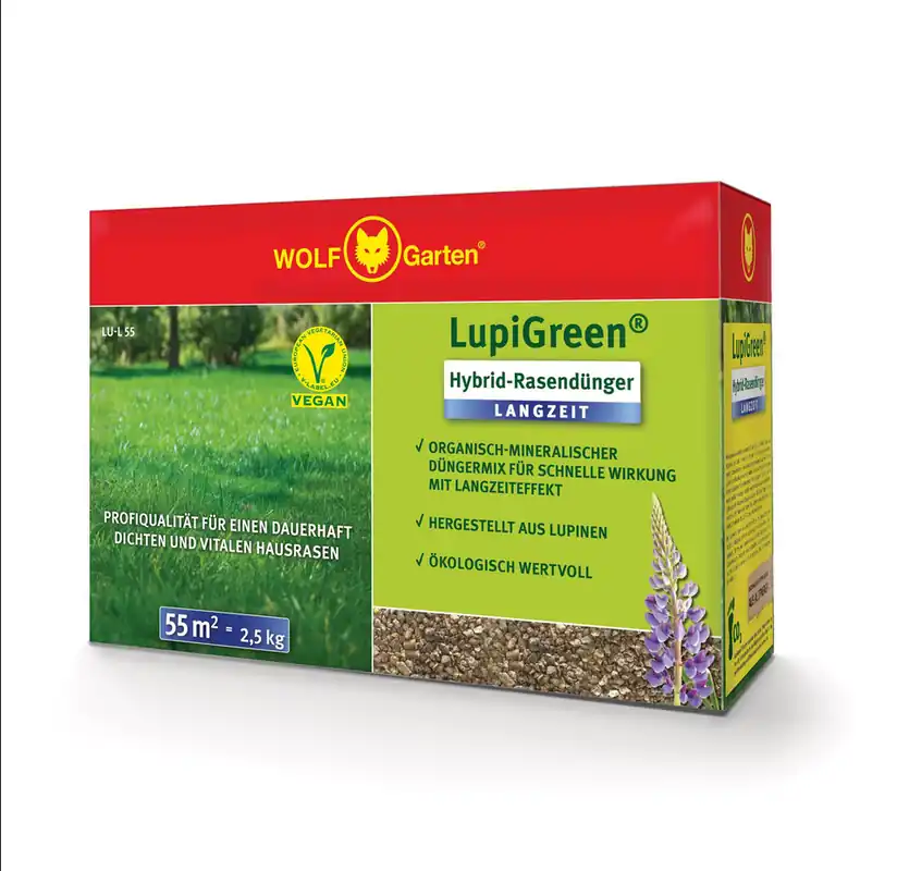 Neu Im Sortiment Wolf-Garten LupiGreen® HYBRID-RASENDÜNGER LANGZEIT, 2,5kg