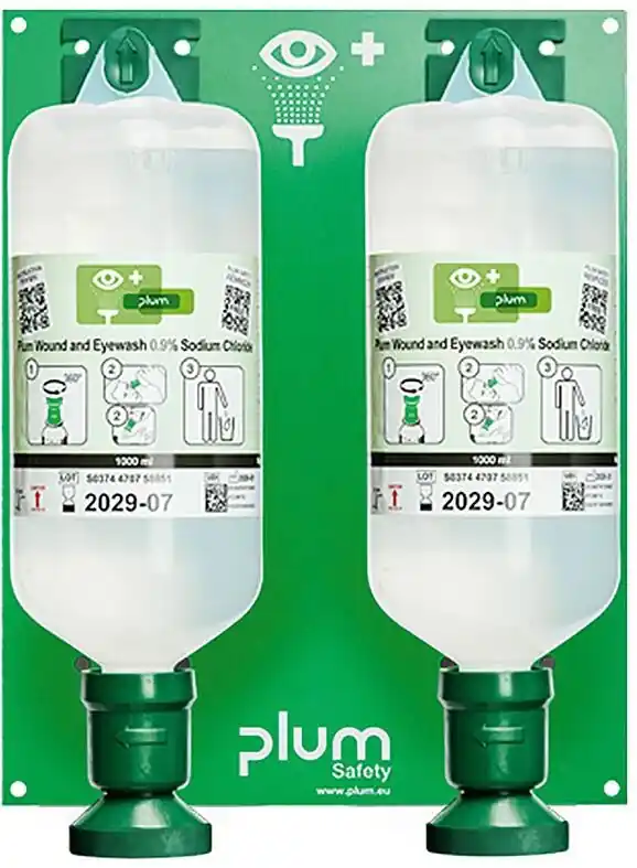 Plum Augenspülstation Maxi, 2 Flaschen, 1000ml, Natriumchloridlösung Sale