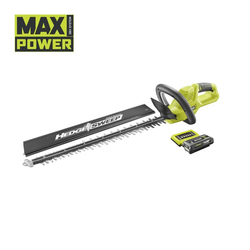 Neu Im Sortiment Ryobi Akku-Heckenschere 36 V Max Power, mit 2,0 Ah Akku, Messerlänge 60 cm, doppelte Schneidklingen, RY36HT60A-120