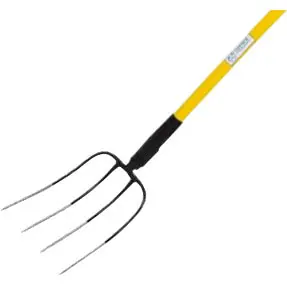Zertifiziert Johann Offner Dunggabel 4-Zinken, geschmiedet, polierte Zinken, Fiberglas-Stiel 135cm, robust, langlebig, Landwirtschaft