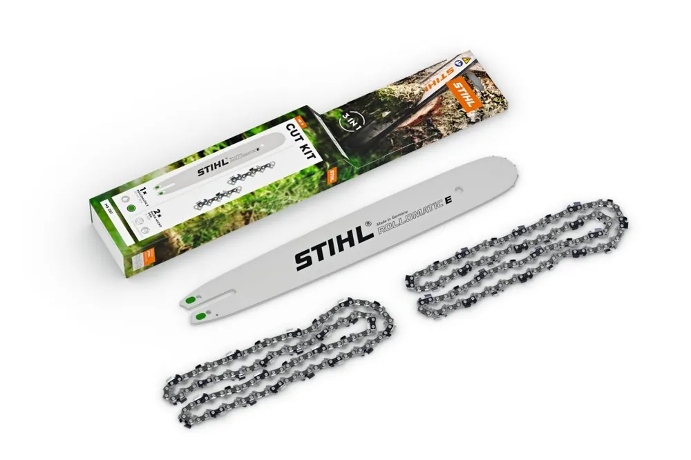 STIHL Schneidgarnituren Set Cut Kit 9 für Motorsäge,2x Sägekette & 1x Kettensägen Schiene 35cm Billig