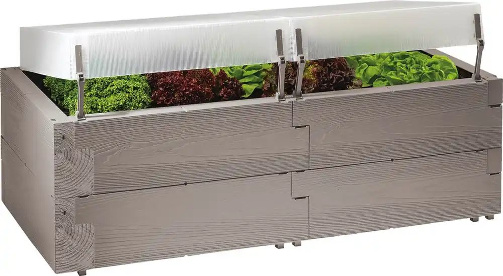 Juwel Hochbeet Timber Anzucht-Set mit Thermohauben, 130 x 60 cm, Holzoptik, witterungsbeständig Preiswert