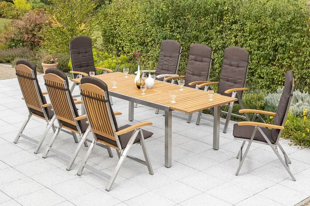 YOURSOL by Merxx Gartenmöbel Set Keros für 8 Personen, Ausziehtisch 180 - 240 cm, Sitzkissen braun Online Kaufen
