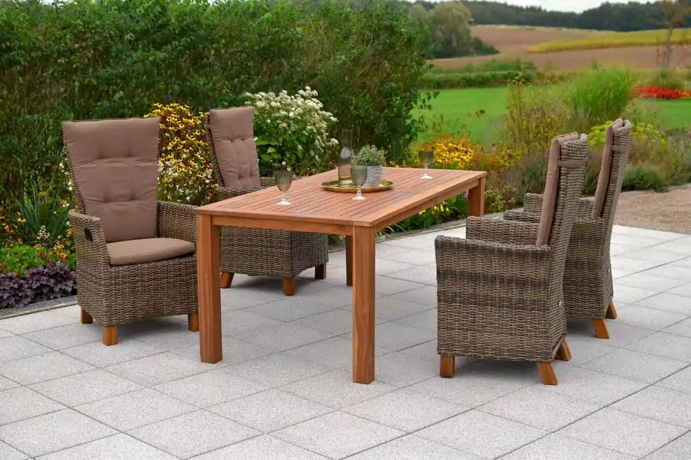 Direkt Vom Hersteller YOURSOL by Merxx Gartenmöbel Set Toskana 4 Personen mit Tisch 185 x 90 cm, Natur, Akazie, Hochlehner