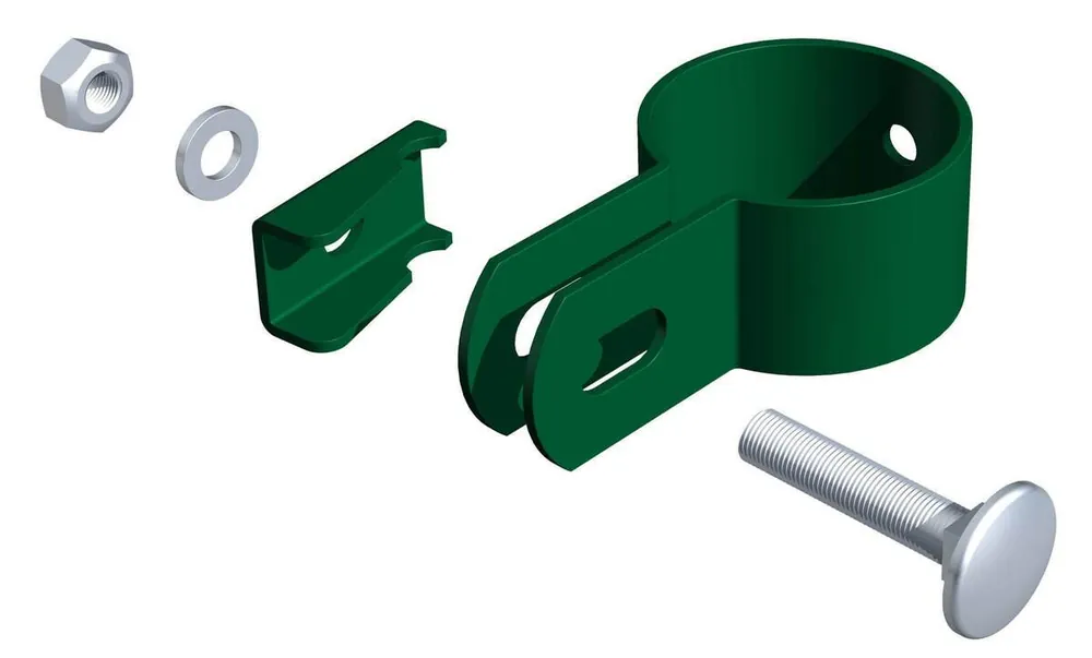 Kracherpreis Alberts Endschelle in Grün, Schelle für Pfosten 34 mm Durchmesser, verzinkt, kunststoffbeschichtet