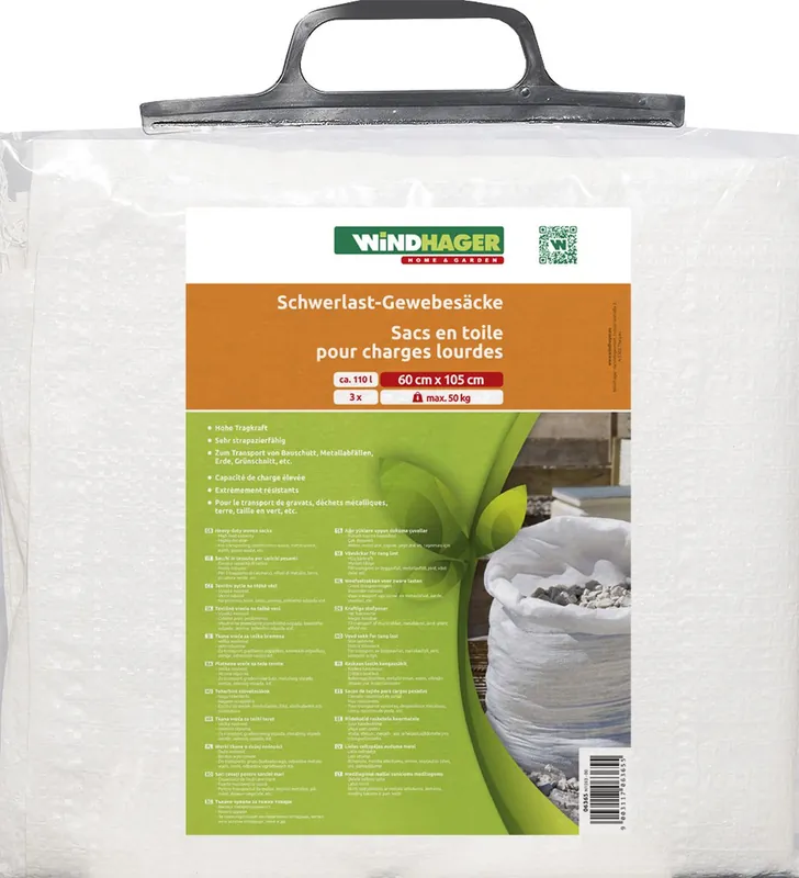 Aktuell Windhager Schwerlast-Gewebesack, 3 Stück, 50 kg Tragkraft, 110 l Volumen, Transport- und Lagersack