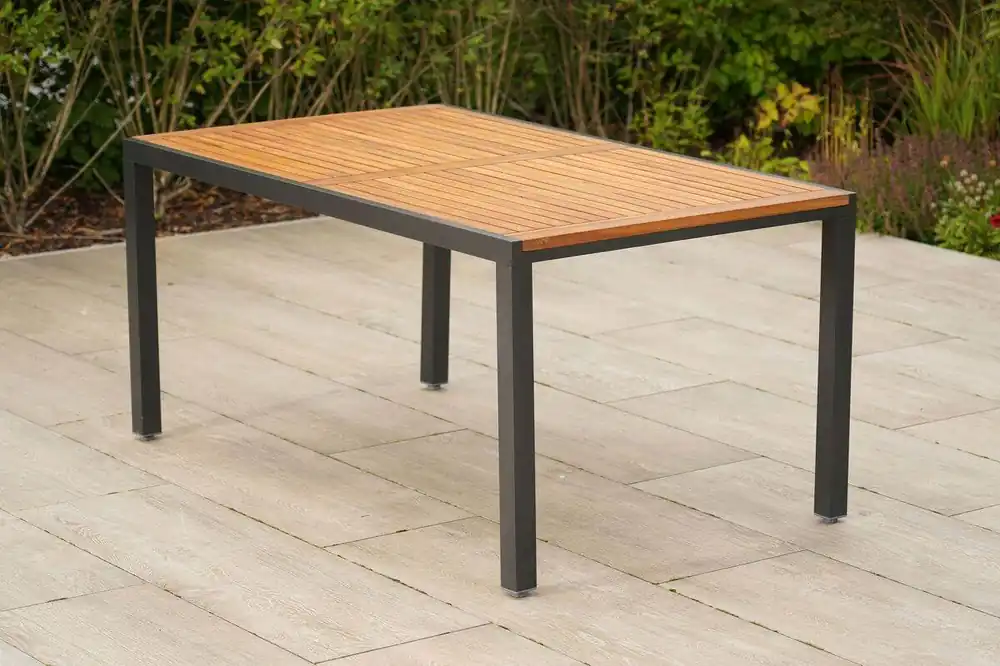 YOURSOL Gartentisch Tilos 150 x 90 cm, Aluminium, Akazienholz, Tisch graphitfarben mit Holzplatte Preiswert