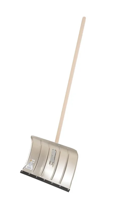 Offner Alu-Schneeschieber, 50 cm, Holzstiel, Klemmfix-Verbindung, für geräuscharmes Schneeräumen Neue Ware