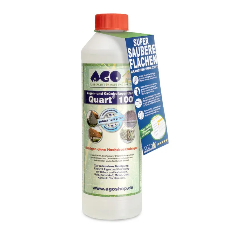 Mega-Angebot AGO Quart Algen- und Grünbelagentferner 0,5 L, für Stein, Holz, Terrassen & Fassaden, Reinigung ohne Schrubben