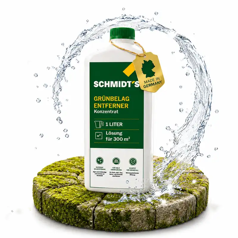 Schmidt‘s Grünbelagentferner 1L, Algenentferner für Terrasse, Pflaster, Fassade, selbstwirkend Begrenztes Angebot