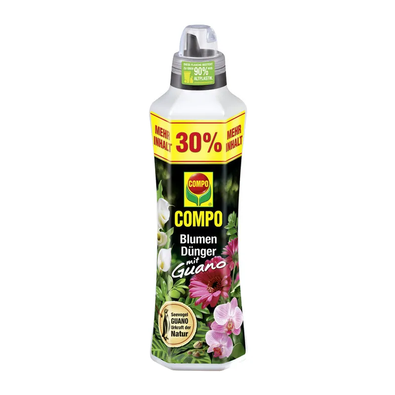 Compo Blumendünger mit Guano, 1,3l Flüssigdünger, Pflanzendünger, Pflanzennahrung, Gartenpflege Neu Im Sortiment