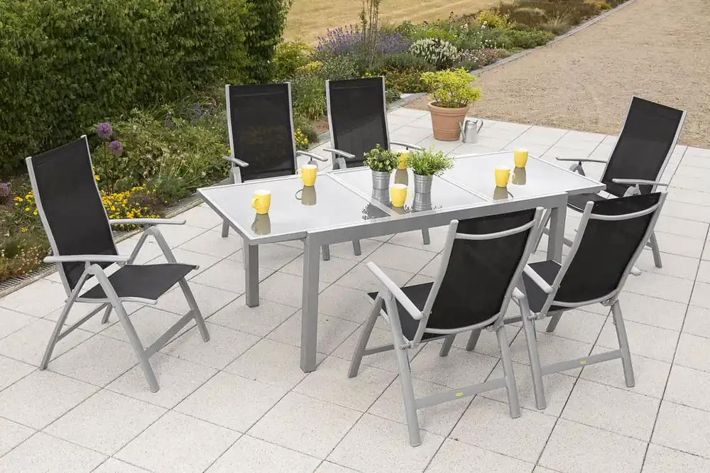 YOURSOL by Merxx Gartenmöbel Set Carrara 6 Personen mit Ausziehtisch 160 - 220 cm, Klappstühle Angebot