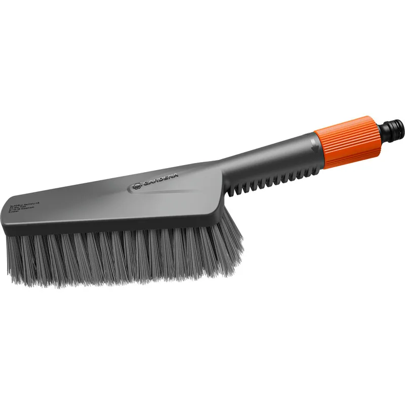 GARDENA Handbürste M soft, elastischer Bürstenkörper, Durchflussregulierung, Gardena System, PVC Beborstung, Fensterläden Reinigung Neu