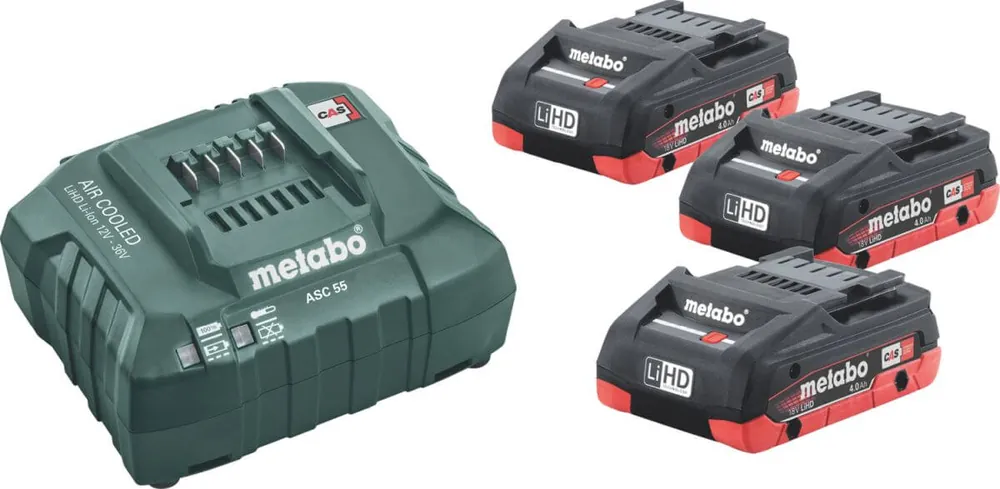 Metabo Basic Set, 3 x LiHD, 18V, 4,0Ah, inkl Ladegerät Solange Der Vorrat Reicht