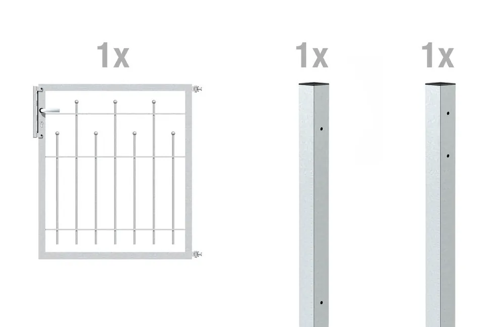 Alberts Einzeltor-Set Madrid, L 100 cm x H 100 cm, feuerverzinkt, Gartentor-Set mit 2 Pfosten Mega-Angebot