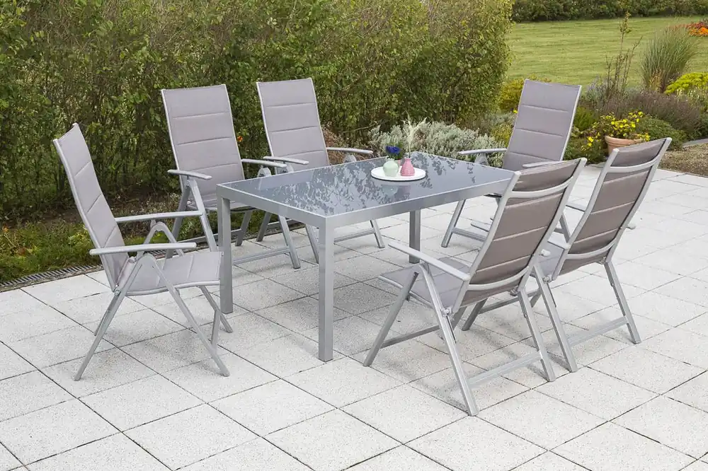 YOURSOL by Merxx Gartenmöbel Set Taviano 6 Personen mit Tisch 150 x 90 cm, verstellbare Gartenstühle Schneller Versand