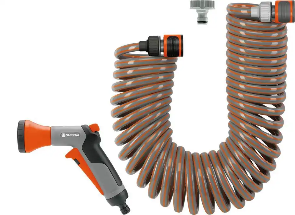 Zertifiziert Gardena Spiralschlauch Set 10 m Spiralschlauch Brause Wasserstop Verbinder und Adapter