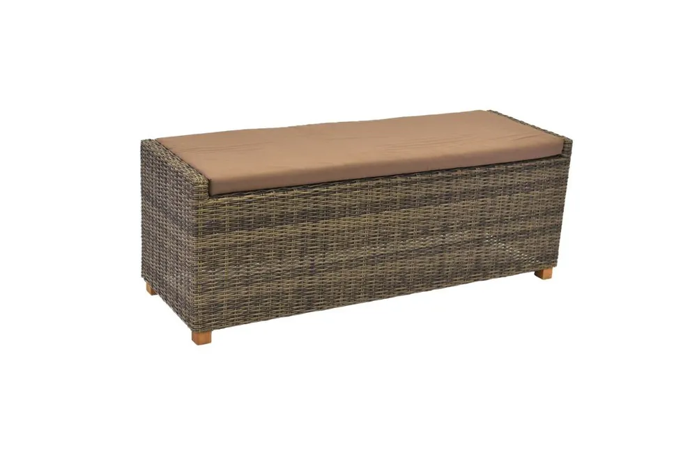 YOURSOL Sitzbank Toskana Natur mit Sitzkissen, Breite 136 cm, Kunststoffgeflecht, Gartenbank Preiswert