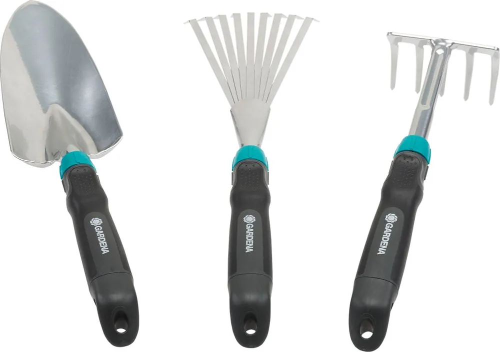 Gardena Comfort Kleingeräte-Set mit Blumenkelle, Blumenrechen & Kleinbesen Abverkauf