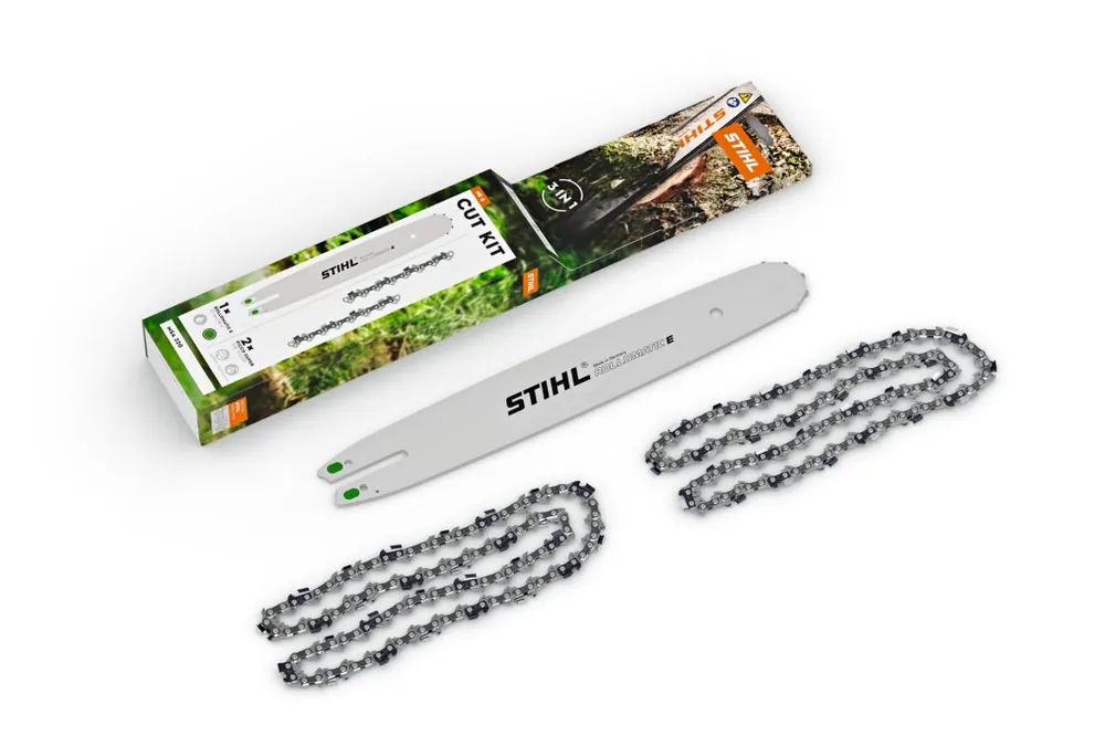 Günstig STIHL Schneidgarnituren Set Cut Kit 8 für Motorsäge,2x Sägekette & 1x Kettensägen Schiene 35cm