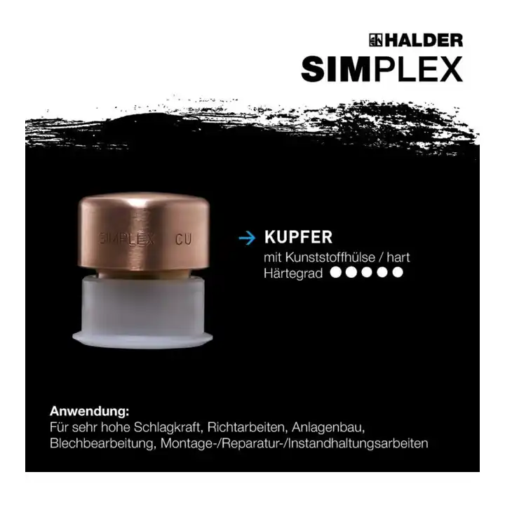Nur Für Kurze Zeit Halder Schonhammerkopf SIMPLEX Kopf-D. 40mm Kupfer m.Kunststoffhülse hart
