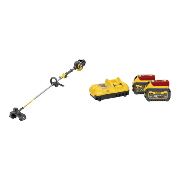 Set DEWALT Flexvolt Akku-Motorsense und Trimmer, 54V, Basisversion DCM571N-XJ + Starter-Set 2xAkku 54V /108 Wh DCB118T2-QW Zertifiziert