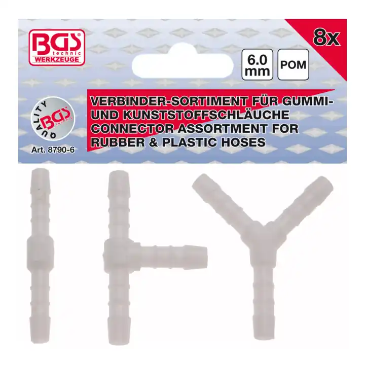 Sonderaktion BGS Schlauchverbinder-Sortimente 8790-6, kraftstoffbeständig, 6 mm, 8 tlg.