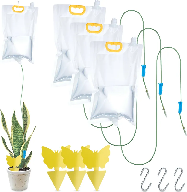 Preisknaller Relaxdays Tropfbewässerungsbeutel mit Gelbstickern, 4er Set, Pflanzen Infusionsbeutel 3,5 l, Bewässerungssystem, bunt