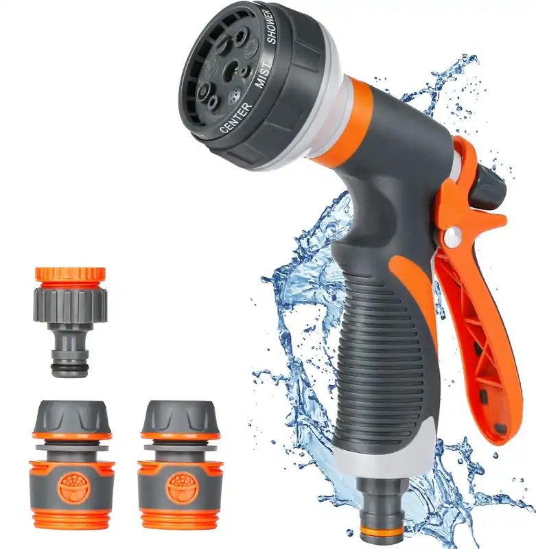 Gartenbrause, Garten Handbrause, 8 Bewässerungsmuster, Einstellbarer Wasserdurchfluss, Hochdruck Handsprüher Spritzpistole für Gartenbewässerung Sale