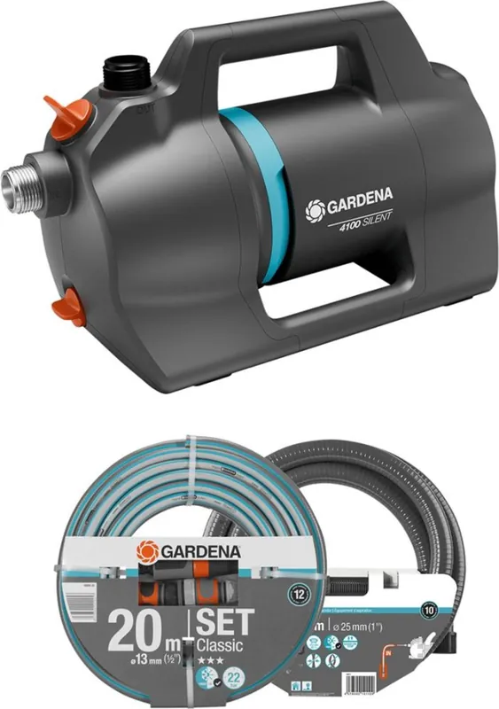 Gardena 4200 Silent Set, 600 W, AC, 3,9 bar, 4200 l/h, IPX4, Orange, Grün, Grau Schnäppchen