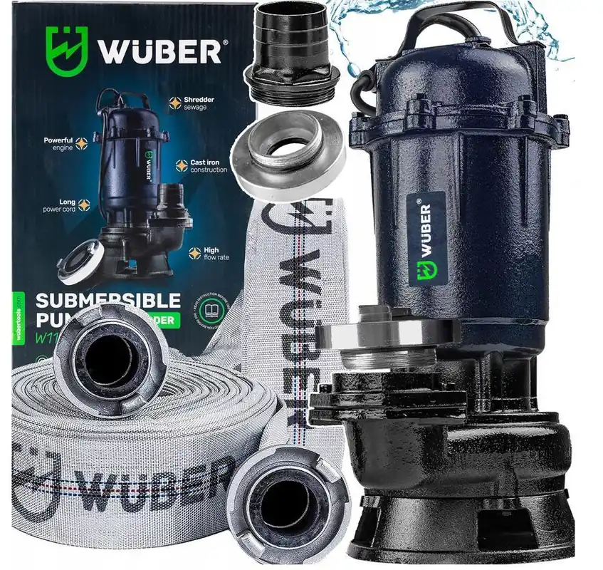 W11005 Klärgrubenpumpe mit Wasserzerkleinerer + 2‘‘ 30M WUBER 15900 l/h SCHLAUCH Direktkauf
