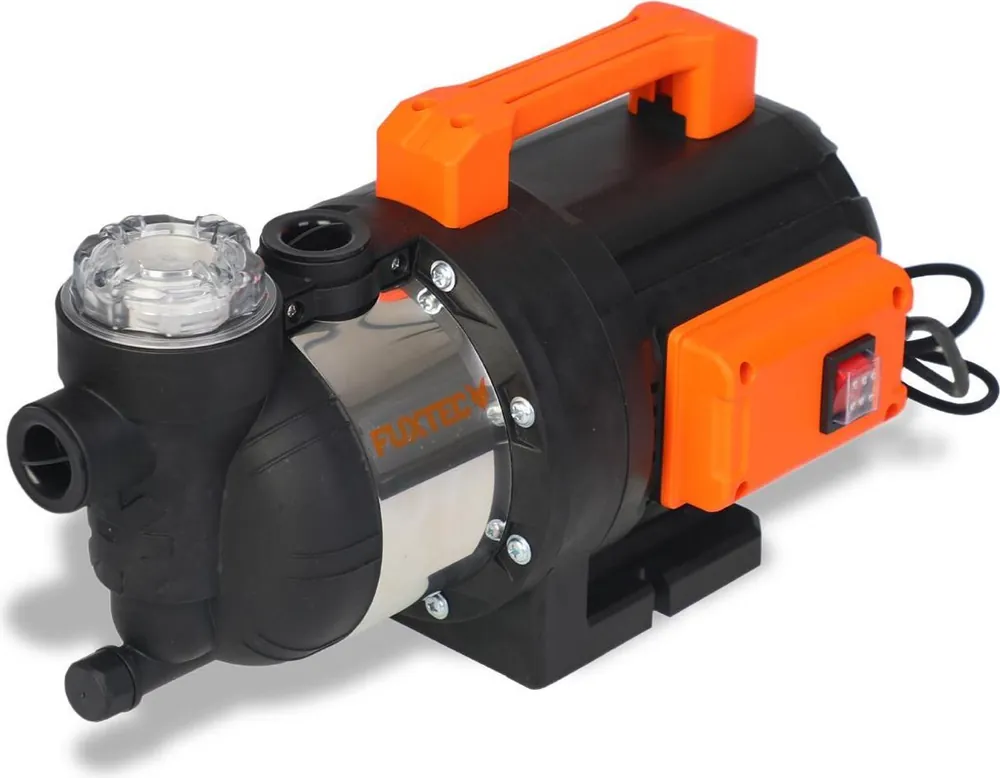 FUXTEC Gartenpumpe FX-GP1200N - bis zu 4.000 l/h 48m Förderhöhe 1200 Watt 4,8bar 77db 1" Schlauchdurchmesser 8,5Kg elektrisch Preiswert