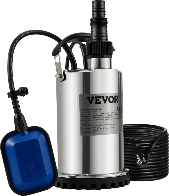 Letzte Chance VEVOR Schmutzwasserpumpe Tauchpumpe 230 V 550 W 9500 L/h Gartenpumpe Pumpe