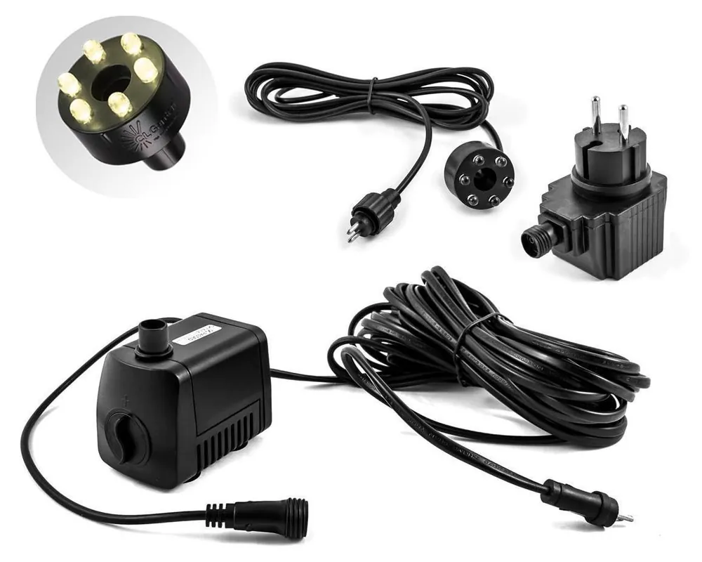 Angebot CLGarden Springbrunnenpumpe SP1 mit LED Ring warmweiß Beleuchtung Gartenbrunnen