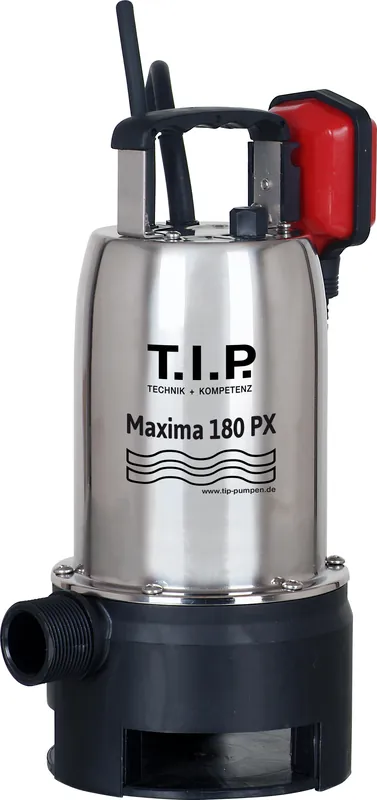 Geprüft T.I.P. Maxima 180 PX Schmutzwasser-Tauchpumpe, Fördermenge max 10.500 l/h, Leistung 500 W, Absaugniveau 37 mm