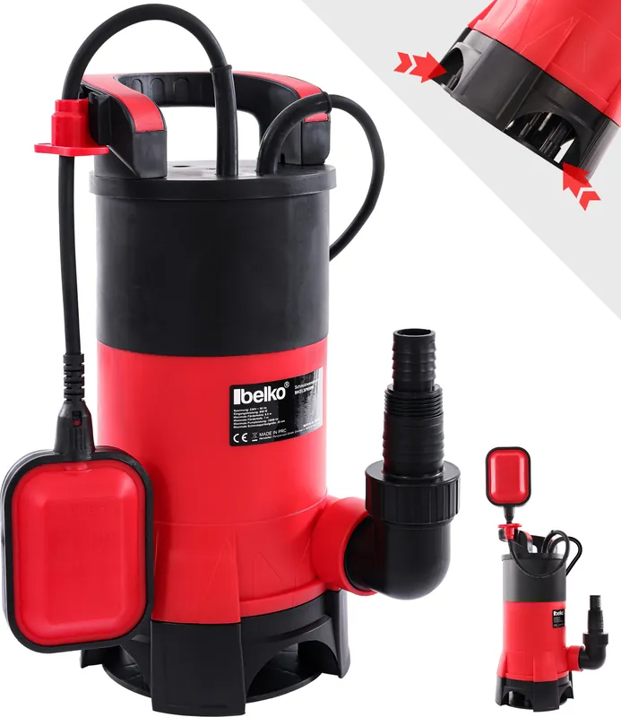 Belko® Schmutzwasserpumpe 850W 15000 l/h Tauchpumpe Pumpe Garten mit Schwimmer Brunnenpumpe Top-Seller