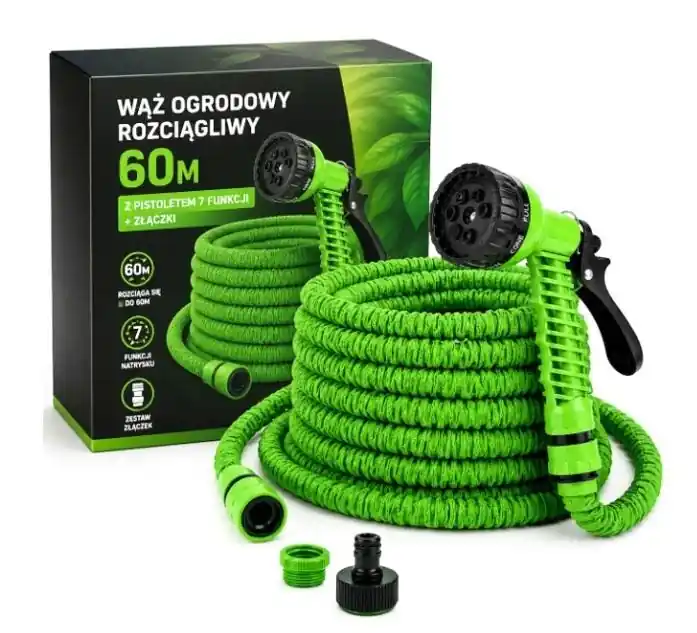 Markenware Dehnbarer Gartenschlauch 60M Flexibel Mit Spritzpistole Und Anschluss-Set