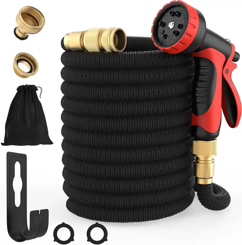 Top-Seller Flexibler Gartenschlauch 30 Meter inkl. Handbrause mit 10 Funktionen und Zubehör