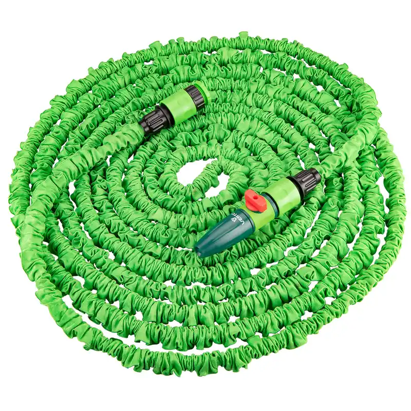VERTO Flexibler Gartenschlauch 7,5 m - 22,5 m - Flexi Wonder Gartenschlauch mit Wasserspritze und 1/2" / 3/8" Anschlüssen - Grün Flexschlauch für den Garten - Fertiges Gartenbewässerung Set Preis Gesenkt
