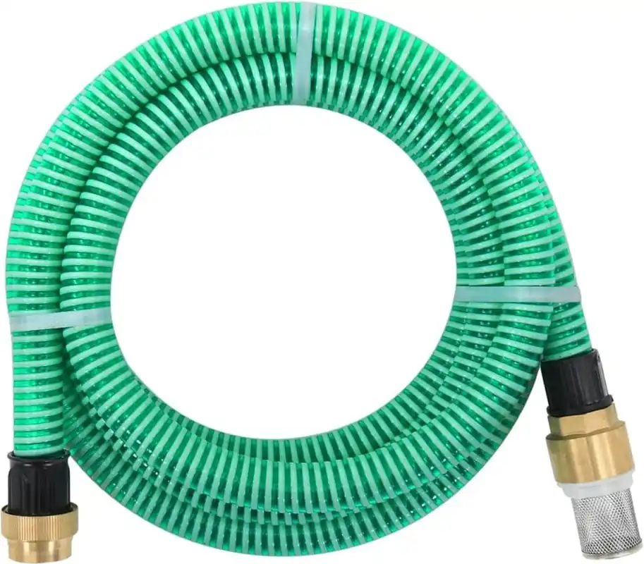 Saugschlauch mit Messing-Anschlüssen Grün 1,1" 20 m PVC Sichere Zahlung