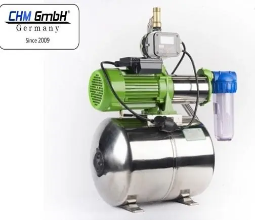 Schneller Versand CHM GmbH® Hauswasserwerk 100 Liter Edelstahl 2,1 Kw Gartenpumpe 7,8 Bar 10.000 L/h