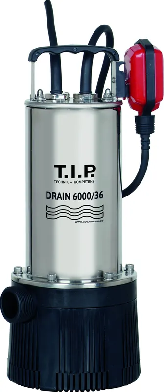 T.I.P. Tauchdruckpumpe DRAIN 6000/36, Fördermenge max. 6.000 l/h, Leistung 950 W, Förderhöhe max. 34 m Preisknaller