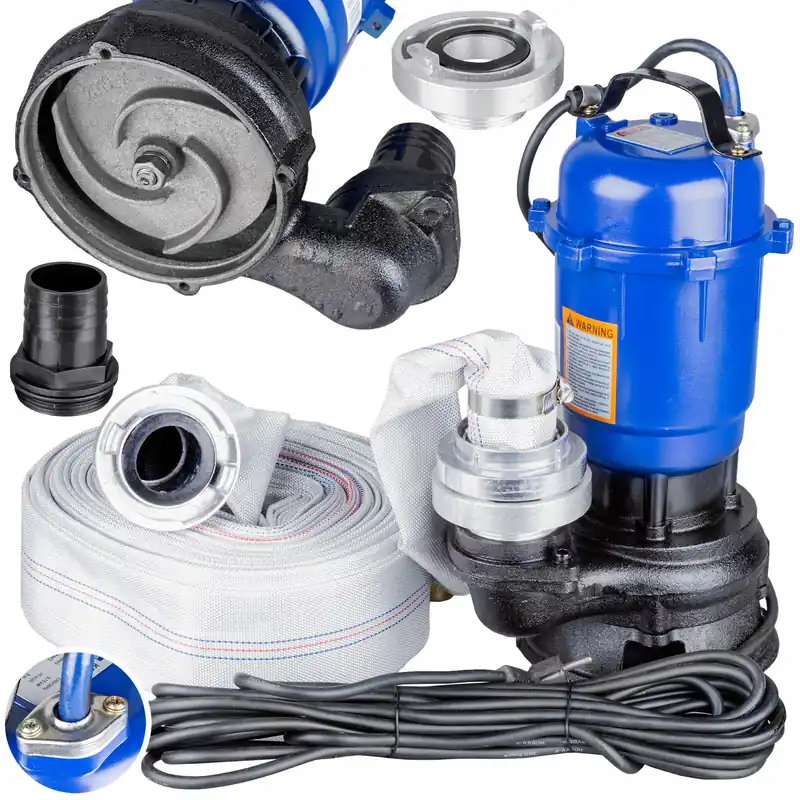Fäkalienpumpe Tauchpumpe 1,5 kW Schmutzwasserpumpe 25000 L/H 40m Schlauch + Storzkupplung Begrenztes Angebot