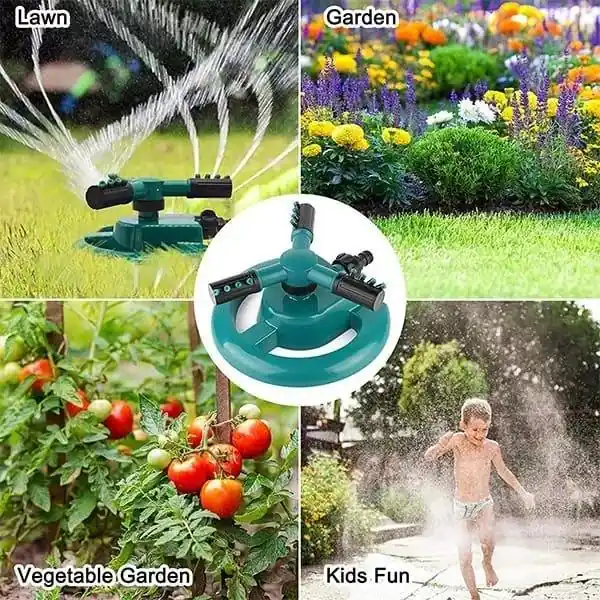 Garten Rasensprenger 360°, rotierender Sprinkler mit 3 Armen und 12 Düsen, Bewässerungssystem für Garten bis 200 m² - WaterSprinkler Nur Für Kurze Zeit