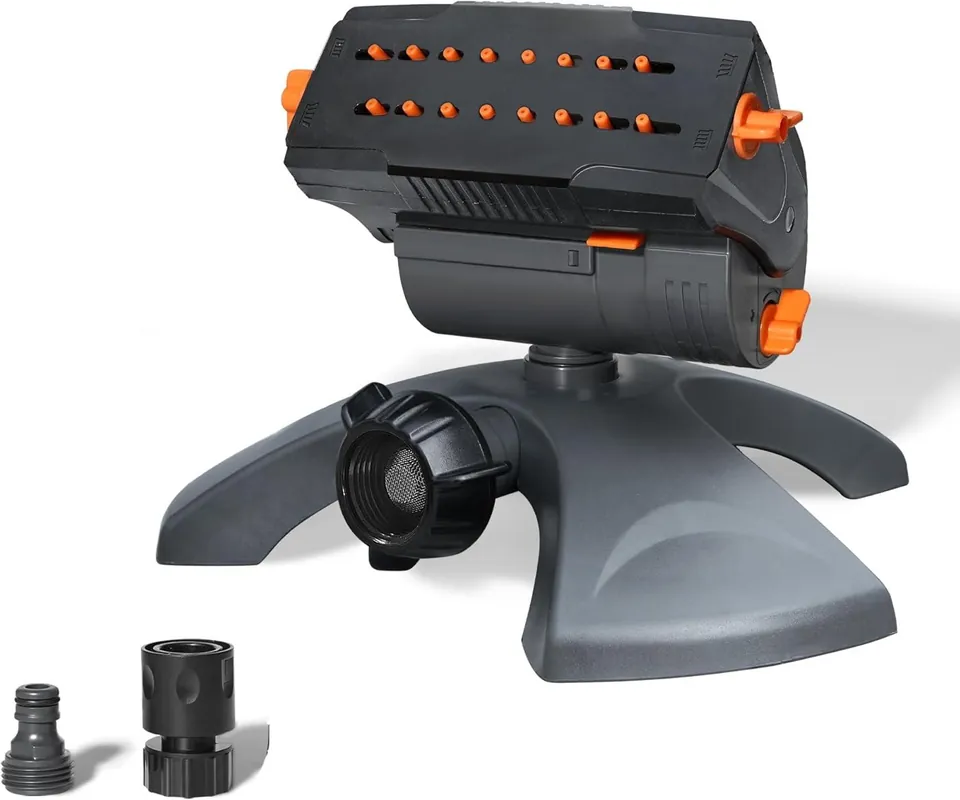 Diivoo Mini Turbo Oszillierender Rasensprenger 16 Düsen Gartensprinkler mit Schnellanschluss und Basis Wassersprinkler Einstellbare Breite Reichweite Highlight