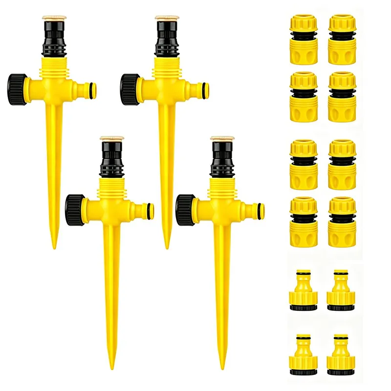 Solange Der Vorrat Reicht 2er Set Rasensprenger 360° Garten Sprinkler mit 1/2" Schnellkupplung, einstellbarer Winkel 90°/180°/360°, für Rasen & Gartenbewässerung