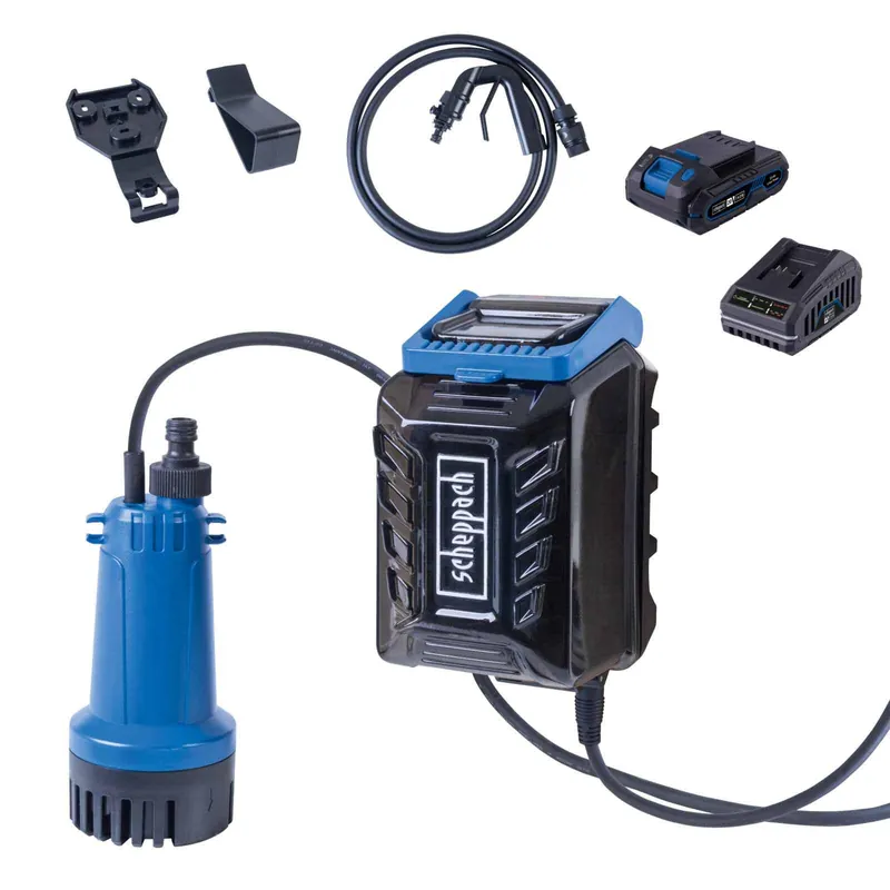 Bestseller Scheppach Akku-Regenfasspumpe C-RBP2000-X - 20V IXES 2,0bar Pumpendruck inkl. 2Ah Akku + 2,4A Ladegerät