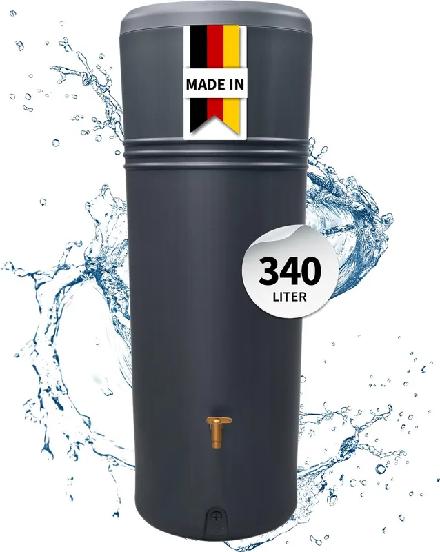 4rain AZURA 2in1 Regentonne 340 Liter graphite grey inkl. Pflanzschale Rabatt