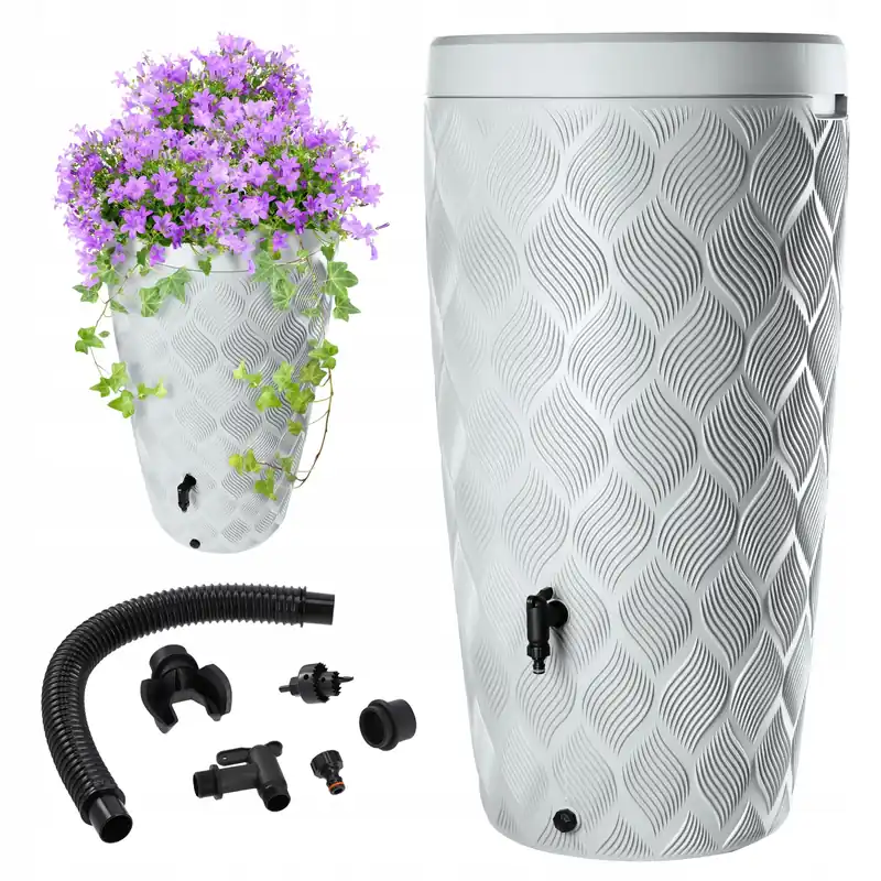 KADAX Regenwassertank, 240 l, Wasserfass, Behälter mit Wasserhahn, Blumentopf, groß Neuheit